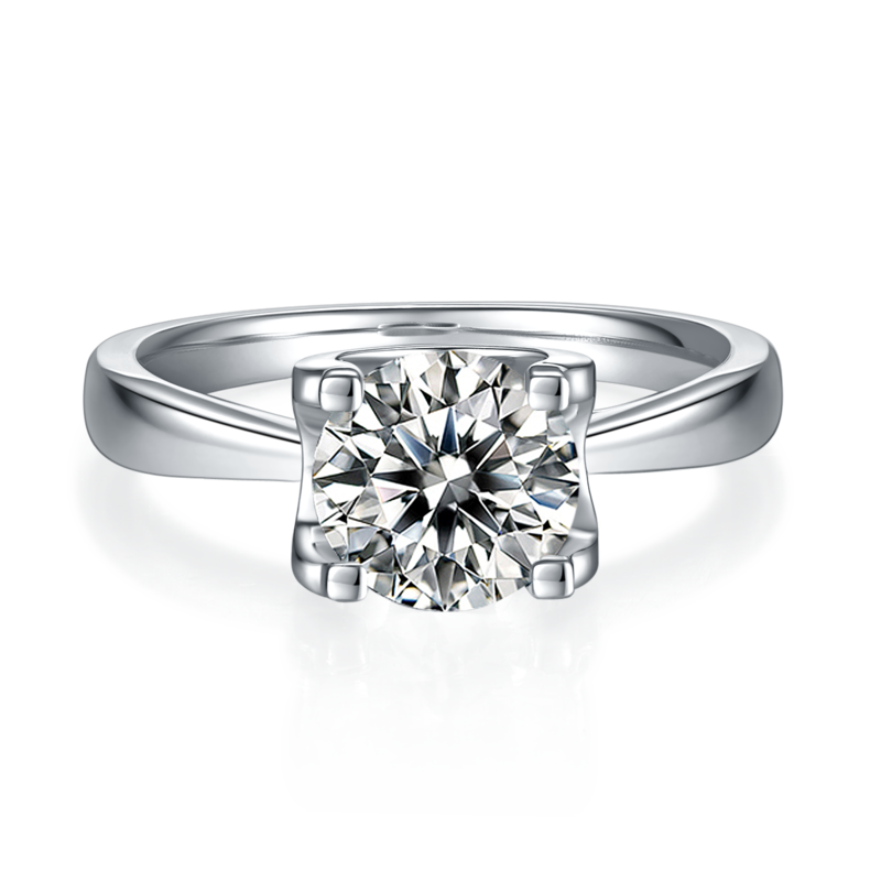 Classic牛头S925银镀白金MoissaniteWomen's Ring1.5ctD级